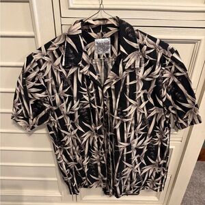Men's Black and White Bamboo Print Casual Shirt